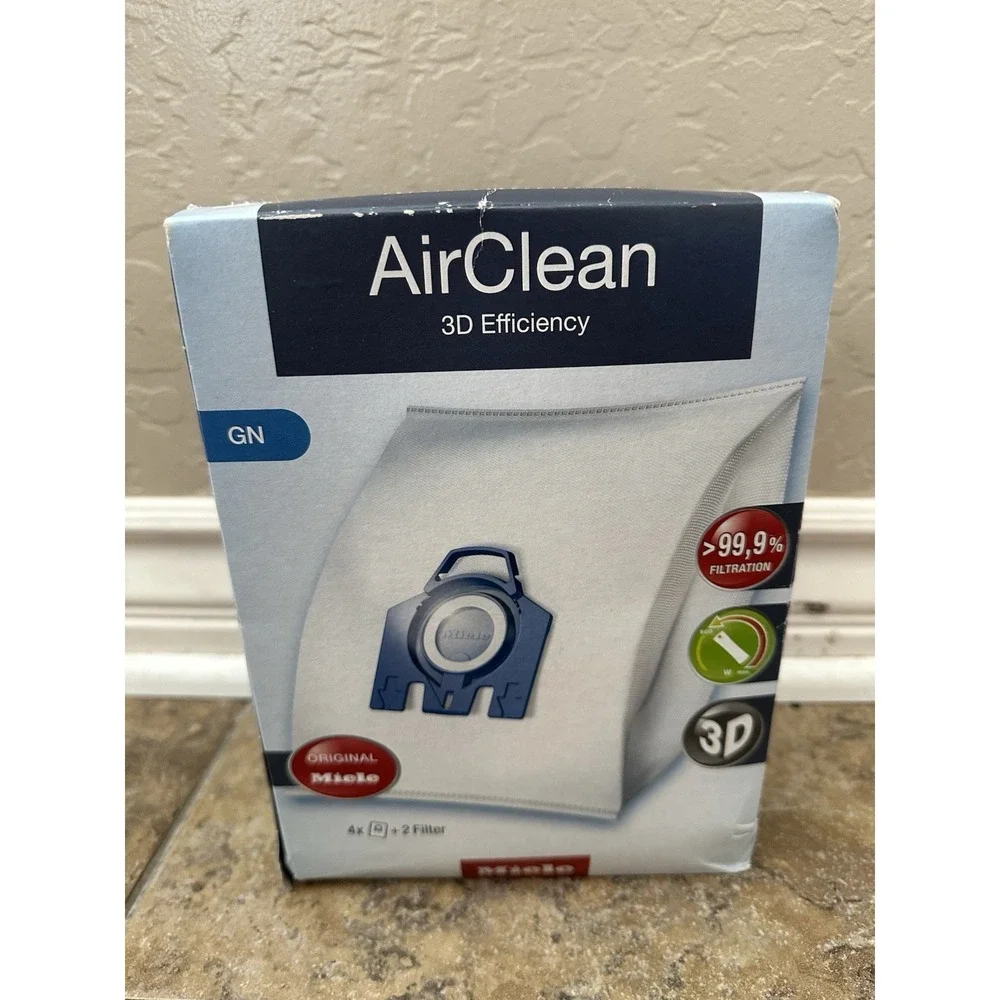 10123210 AirClean 3D Efficiency Dust Bag Type GN 4 Bags & 2 Filters White